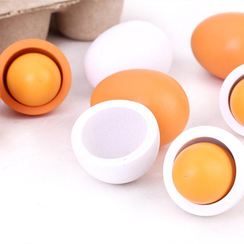 Kids Toys Play Egg - 6 pièces cuisine en bois oeufs