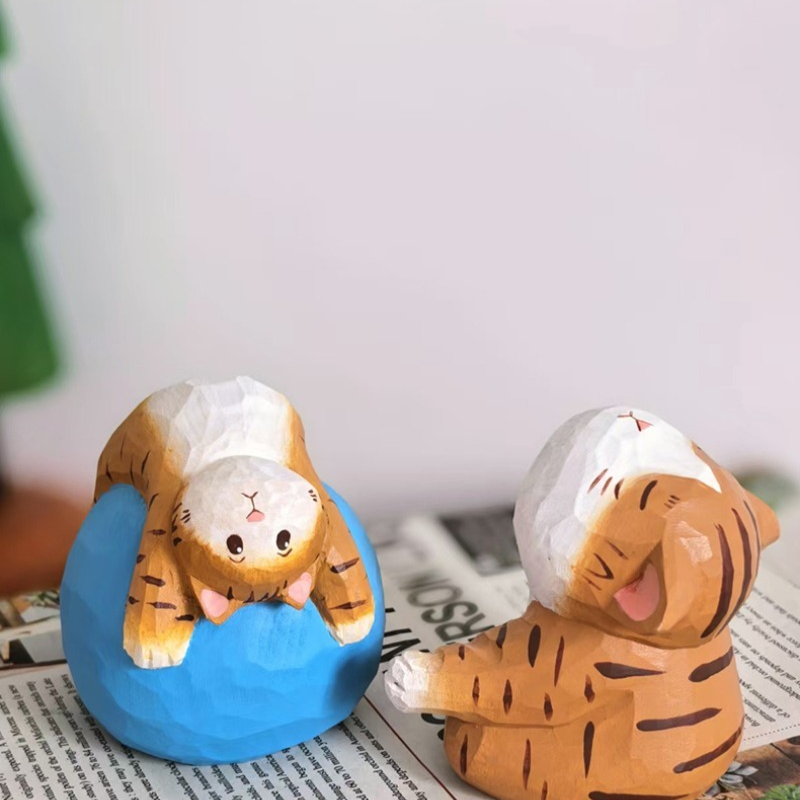 Figurine de chaton en bois fai - Kids Yoga Toys avis et prix